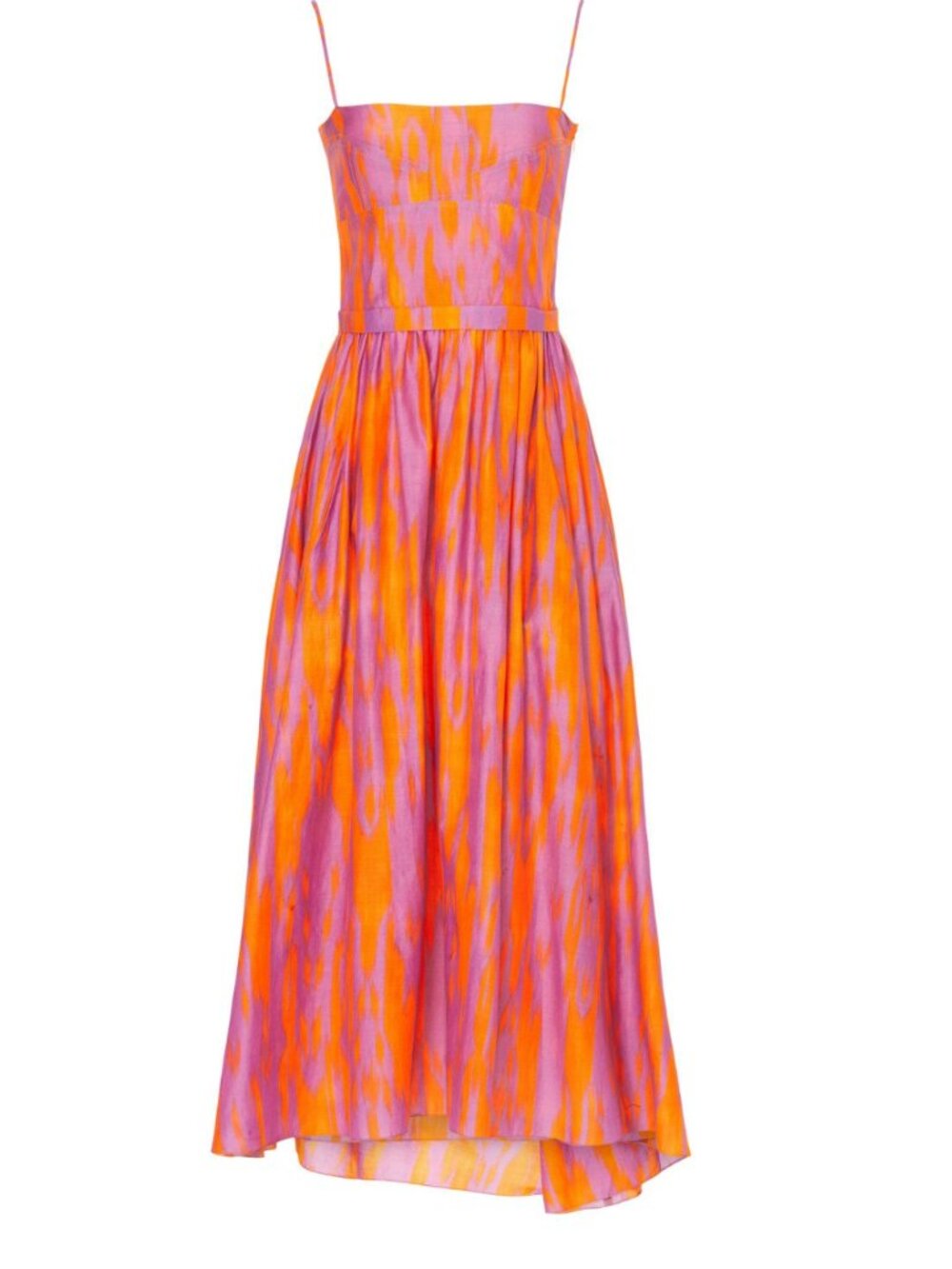 Maria Cher Targatal Midi Dress Square Neck Side Zipper, Orange Lilac